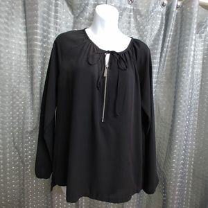 Black MK blouse with 1/2 zip Size 2